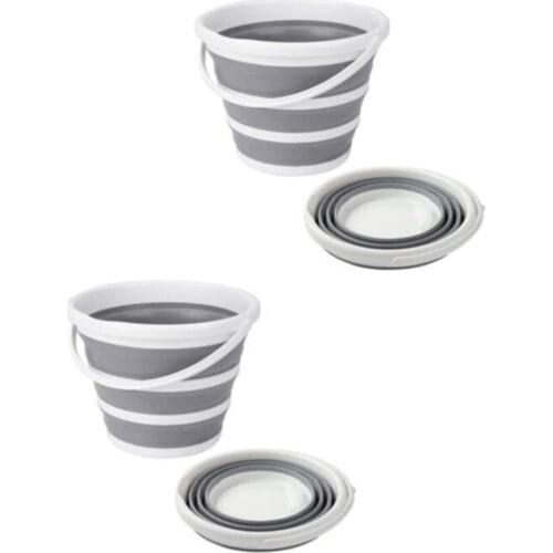 2 pcs Folding Practical Bucket Multifunctional Folding Bucket Travel Portable Occupy Solid Bucket Team 3 Stage