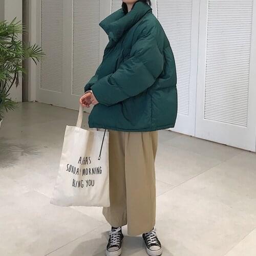 2020 Winter Fashion Korean Style Jacket Women Hooded Jacket Solid Color Female Down Coat Loose Oversized Short Parka For Womens