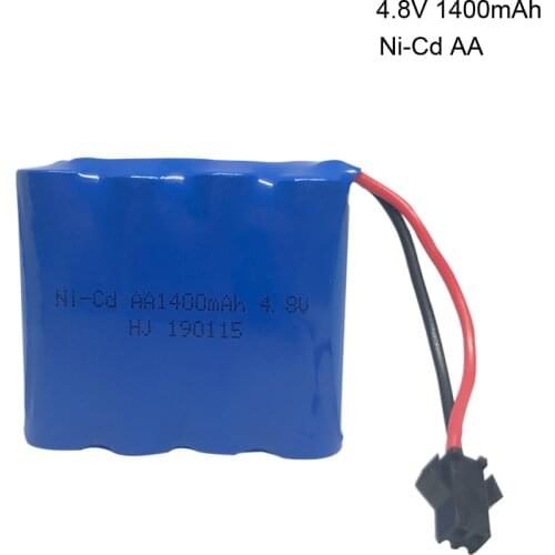 4.8V 1400mAh Ni-Cd Rechargeable Battery AA Ni Cd Battery Packs SM Plug for RC ship car toy accessories 4.8 V NiCD batteries