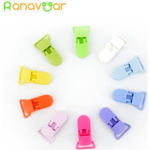 5 pcs 10 color mixed Hot D shape 20mm Plastic Baby Dummy Pacifier clip Soother Clip Suspender Clip Pacifier Holder Clips S509