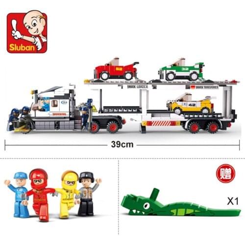 638PCS S Luban Building Blocks 0339 Track Transport Vehicle Assembly Model Boy Assembling Toy Gift