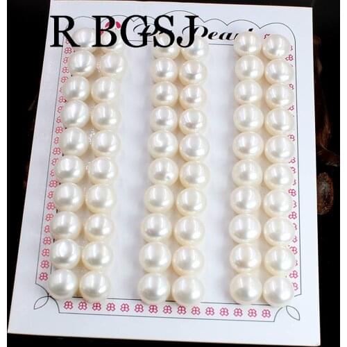 Free Shipping 4-12mm 20pcs 3A Grade White Button Natural Freshwater Pearl Half Hole Drilled DIY Earring Pendant Beads