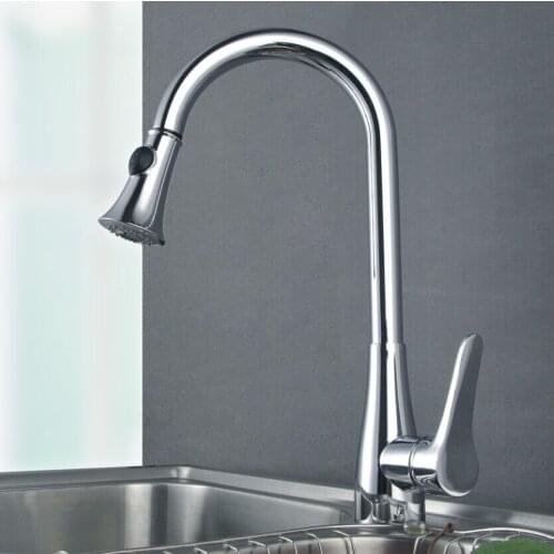 Free ship chrome clour pull out kitchen spray faucet mixer tap New Single hole Deck mounted