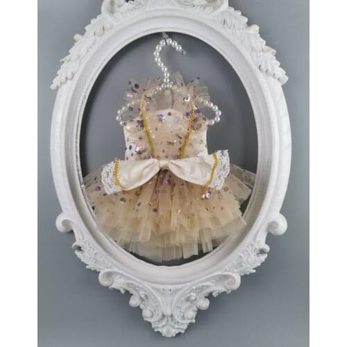 Free Shipping Handmade Dog Clothes Colorful Stars Big Bow Dog Formal Dress Pet Evening Gown Suspender Skirt Cat Poodle Maltese