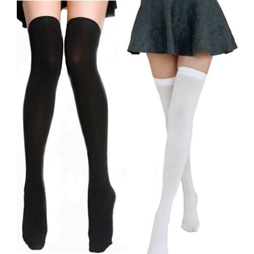 High Knee Socks for Women Fashion Opaque Over Knee Thigh High Stockings for Girls Ladies High Elastic Sexy Stockings