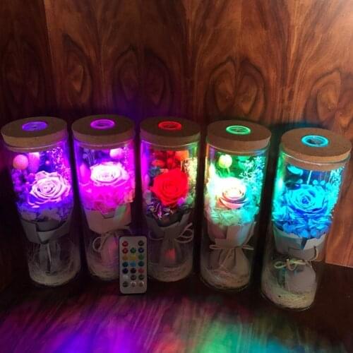 Decorative Lighted Prince Glass Cover Fresh Preserved Rose Flower Immortal Eternal Rose For Valentines Day Christmas Wedding