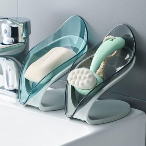 Bathroom Soap Holder Leaf Shape Soap Box Kitchen Dish Storage Box Non-slip Drain Soap Storage Case Container Bathroom Accessory