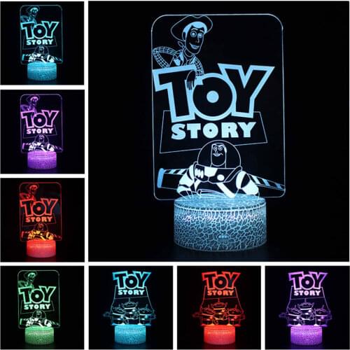 Disney Toy Story 4 Action Figure 3D LED Lamp Colourful NightLight Anime Decoration Collection Model Toy Kids Christmas Gift