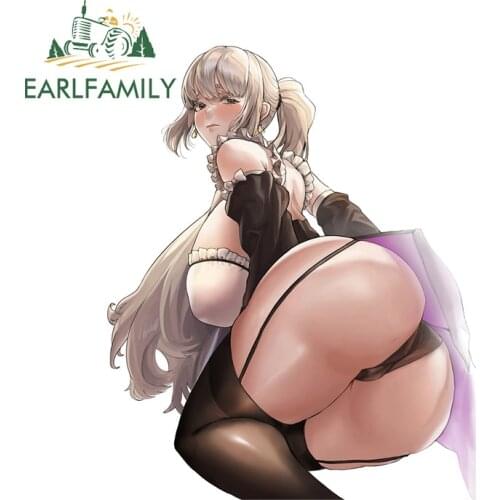 EARLFAMILY 13cm x 10.6cm for Shy Girl Butt Waterproof Car Stickers Surfboard Trunk Decal Scratch-Proof Sunscreen Car Accessoires