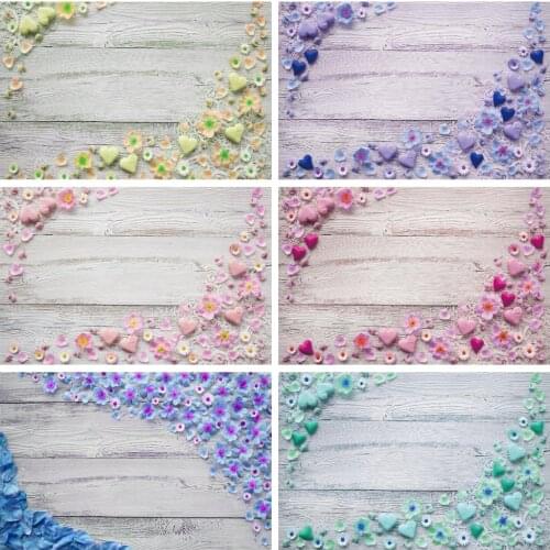 Laeacco Wooden Board Backgrounds For Photography Love Heart Flower Pet Doll Portrait Photophone Photocall Digital Photo Studio