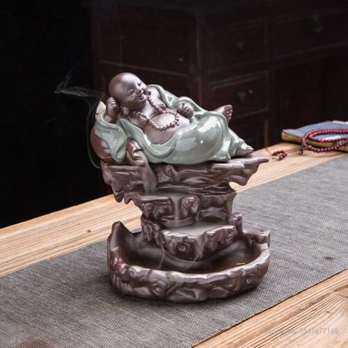 Ceramic Maitreya Buddha Backflow Incense Burner Incense Creative Gift Zisha Home Decoration Incense Road Incense Burner