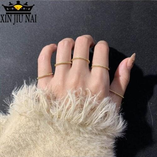 14k yellow gold ring Japanese ultra-fine water beads IN tail ring moissanite silver 925 ring Elegant network hot style jewelry
