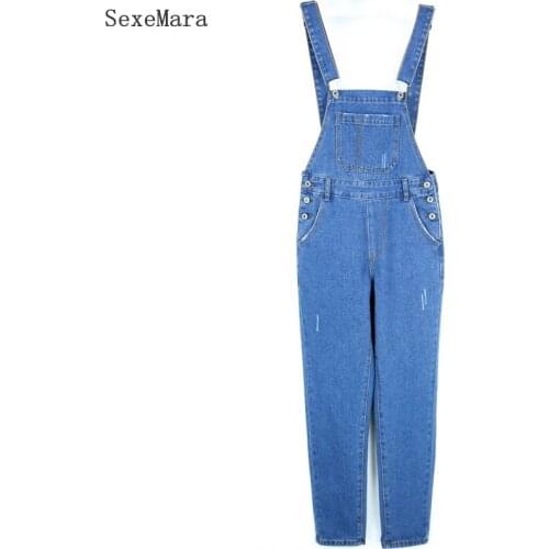 New jumpsuits jeans Boyfriend Women Cute Wear Jumpsuit Denim Loose Overalls Vintage Sleeveless Rompers Ladies pencil Pants 7355