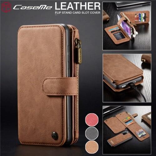 Zipper Flip Leather Wallet Case For Samsung Galaxy S20 Plus S10 E S9 S8 S7 Edge Note 20 Ultra Note 10 9 8 Multi Card Cover Coque