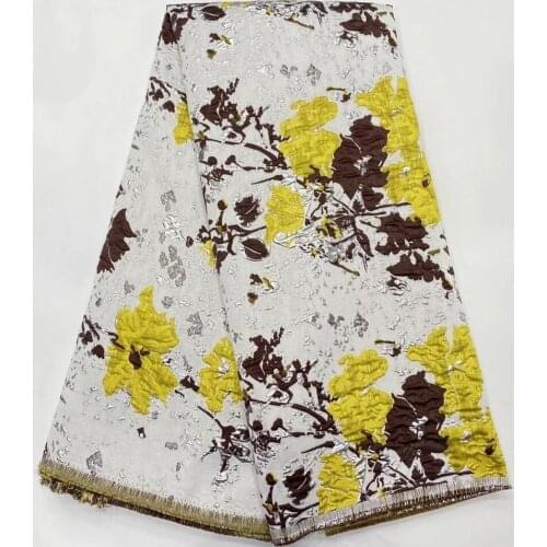 Nice Jacquard Brocade Fabric High Quality Floral Damask Cloth Nigerian Tissus African Lace Dress Material 5 Yards/PC PJZ8