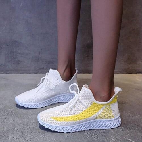 Llogai Sewing Flat Casual Sneakers Women Vulcanized Shoe Mesh Breathable Female Sports Shoes Lace-up Womens Flats Plus Size 43