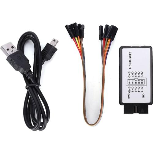 LA1002 Mini Portable USB 5MHz 24M 8 Channel Logic Analyzer Device Set Microcontroller Debug With Usb Cable Jumper Wire