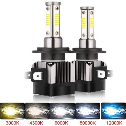 2PCS New 4 Sides LED 6500K H11 H4 H7 H1 H3 H8 9004 9005 9006 9007 Mini Car Headlight Bulbs Auto HB3 HB4 HB5 880 Headlamps 12V
