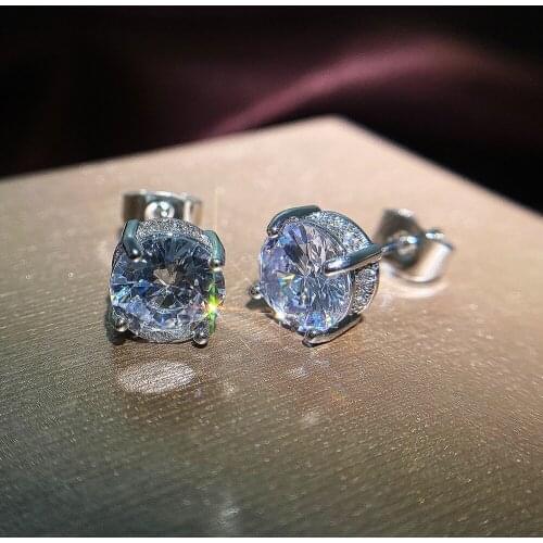 JK Fashion Silver Color Solitaire CZ Stud Earrings Versatile Style Birthday Girl Gift Delicate Women Earrings Classic Jewelry