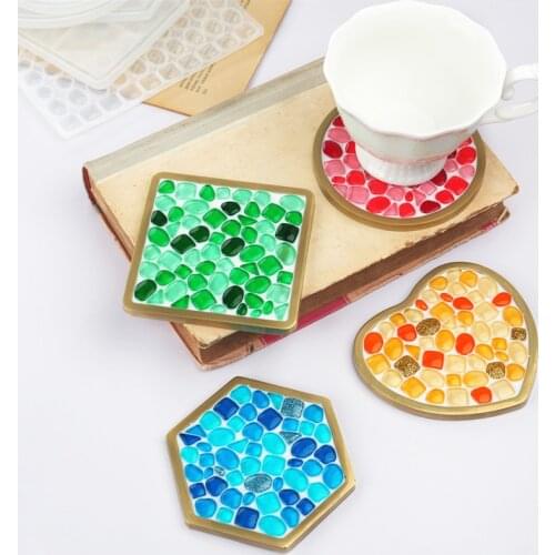 Mosaic Gemstone Coaster Molds Kit for Resin Casting Silicone Molds for Epoxy Resin Home Deco Silicon Molds for Resin Art