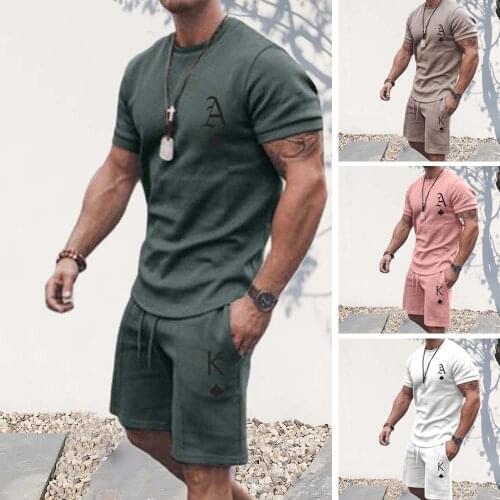 Summer Shorts T-Shirts Men Tracksuit 2 Piece Set Fashion Spades Letter Print Tops Jogging Sweatshirts Casual Mens Clothing Tees