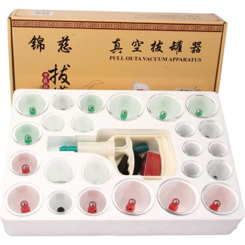 Genuine household vacuum suction cupping set 24 pcs thicken acupuncture massage cup magnetic dialed tank