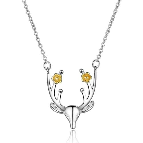 Charm Lady Silver 925 Sterling Necklace Female Jewelry Fashion Deer Pendant Necklace Girls Animal Accessories Lady Birthday Gift