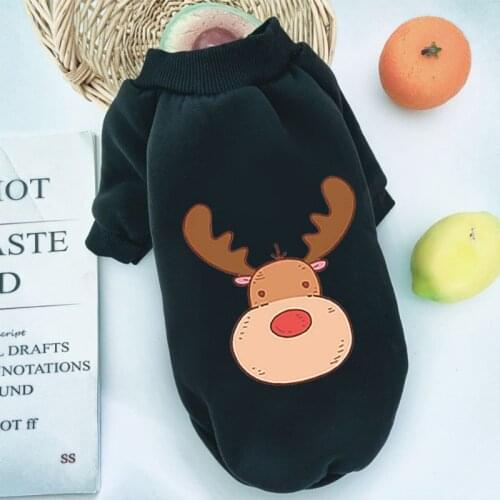 Pet Cats And Dogs Autumn And Winter Plus Velvet Hoodless Sweater Giraffe And Cartoon Deer Head Pattern Dog Clothing