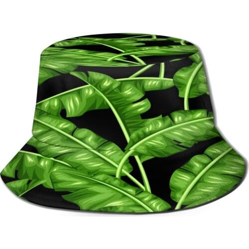 CINESSD Bucket Hat Unisex Bob Caps Hip Hop Gorros Tropical Banana Leaves Summer Panama Cap Beach Sun Fishing Hat