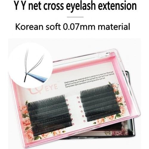 YY shape eyelash extensions volume two lash tips individual net crossed individual flare eyelash