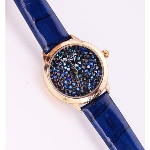 Luxury Melissa Mens Womens Watch Full Rhinestone Crystal Fashion Hour Dress Leather Bracelet Clock Girls Birthday Gift Box