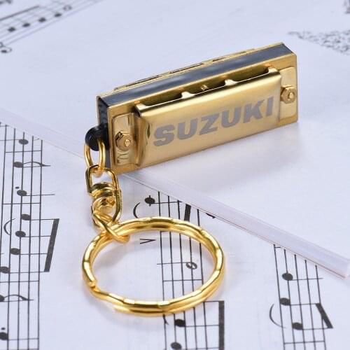 Suzuki Harmonica Mini 5 Holes 10 Tone Harmonica Keychain C Key Golden Protable harmonica Music instruments In stock Music Gift