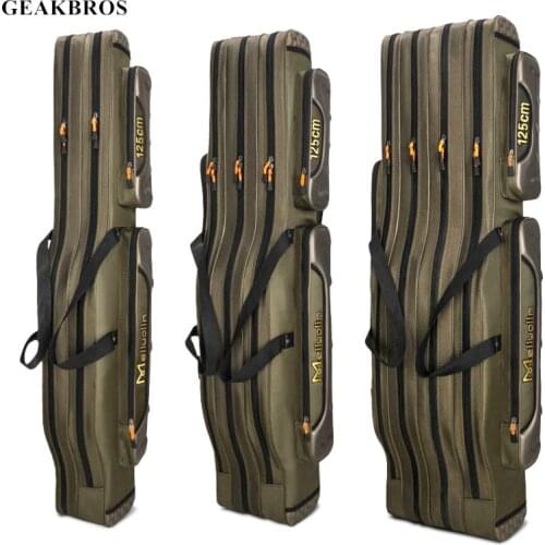 Thicken 2/3/4 Layer Fishing Bag Fish Rod Reel Lure Pole Storage Multifunctional Case Fishing Gear Tackle 80/90/100/120cm