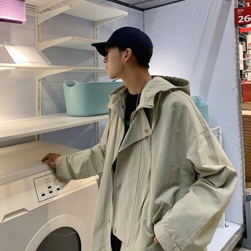 Spring Mens Casual Vest Korean Fashion Loose Harajuku Streetwear Solid Color Jacket Mens Retro Hooded Oversized Cargo Jacket