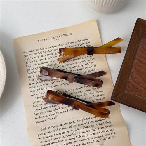 Vintage Tortoiseshell Bow Hairpin for Women Fashion Acrylic Hair Clips