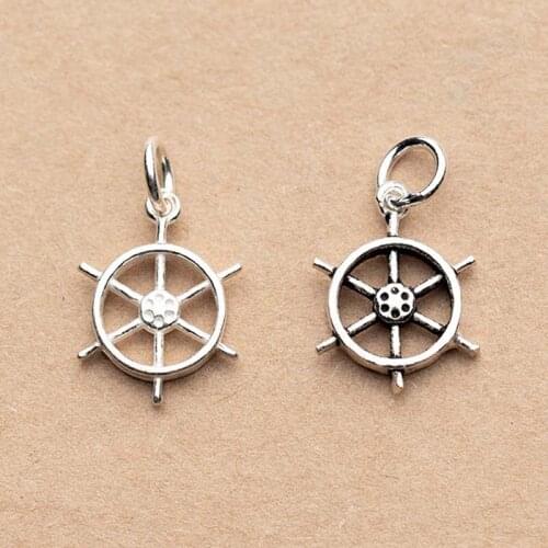Vintage Craft Silver Rudder Craft Charms 13.5mm 925 Sterling Silver Hand Made Jewelry Dangle Pendants DIY Bracelets Earrings