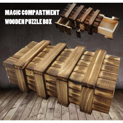 Magic Wooden Puzzle Box Compartment Wood Magic Puzzle Box Secret Drawer Brain Teaser Educational Toy Training Logic Magic Gifts