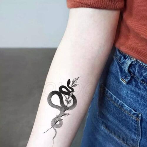 Snake Animal Leaf Plant Temporary Tattoo Sticker Fake Tattoos for Women Men Body Makeup Waterproof Stickers