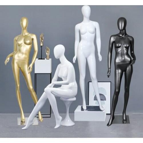 High-quality FRP Bright White Egg Head Models Full-body Female Mannequin Manufacturer Customized
