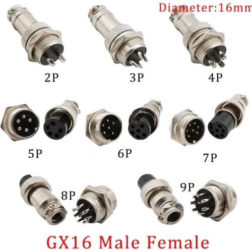 1/2/5 Pcs GX16 2/3/4/5/6/7/8 Pin Male Plug Female Sockets Aviation Connector GX16 2-8pin Plug Circular Socket Plug Panel Adapter