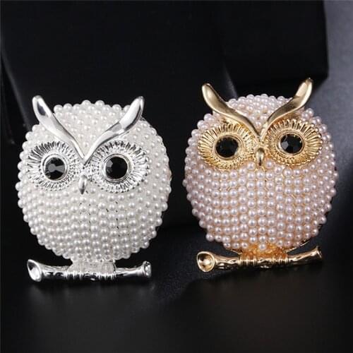 1pc Owl Brooch Pins Pearl Brooch Badge Clothes Suit Jewelry Accessories