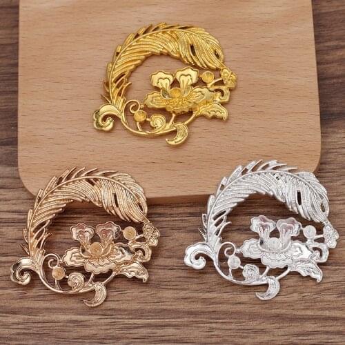 10 PCS 45*50mm Gold Silver Plated Leaf Flowers DIY Handmade Metal Alloy Accessories For Jewelry Making