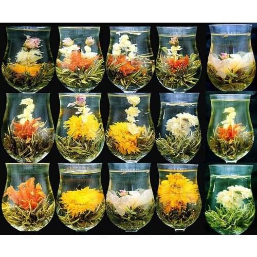 16 Pieces 16 Kinds 2021 Chinese Blooming Flower Green Chinese Tea pearl Artistic Blossom Flowers Tea China Blooming Tea
