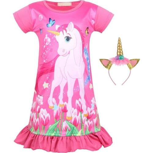 2020 Summer Girl Cartoon Unicorn Dress for Girl Clothes Baby Queen Princess Party Dresses Children Kids cartoons Clothing