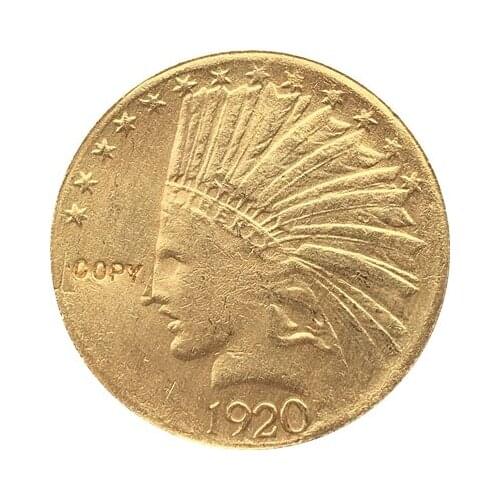 24-K gold plated 1920-S $10 GOLD Indian Half Eagle Coin Copy