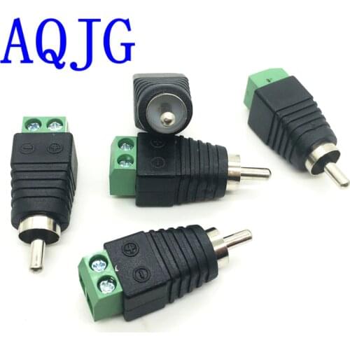 5pcs/lot CCTV Phono RCA Male Plug TO AV Terminal Connector Video AV Speaker Wire cable to Audio Male RCA Connector Adapter AQJG