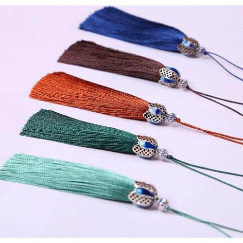 5pcs/lot Colorful 9cm Silk Tassel Brush Cords with Metal Caps for Earrings Charms Pendant Tassel Fit DIY Jewelry Making Material