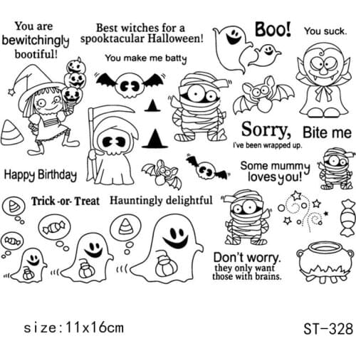 AZSG Halloween little ghost Clear Stamps/Seals For scrapbooking DIY Card Making/Album Silicone Decoration crafts11*16cm