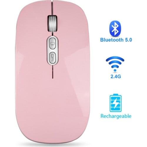 2.4G Wireless Bluetooth Mouse Rechargeable Ultra Thin Silent Optical USB Computer Mice 1600 DPI Office Mause For Macbook Laptop