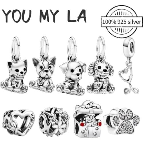 Jewelry Beads Fit Original Pando Charms 925 Sterling Silver Bracelet Dog Charm Beads Women Jewelry DIY Berloque